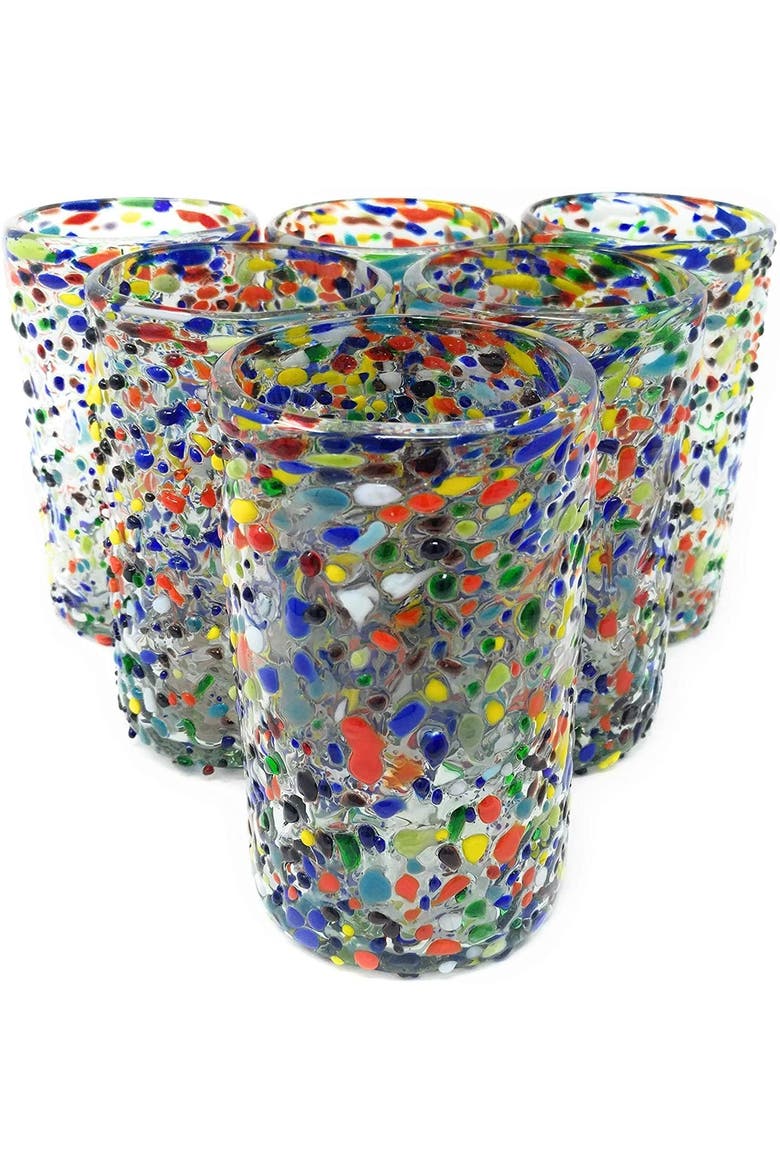 Confetti Rock Design Drinking Glasses - Set of 6, Main, color, Confetti