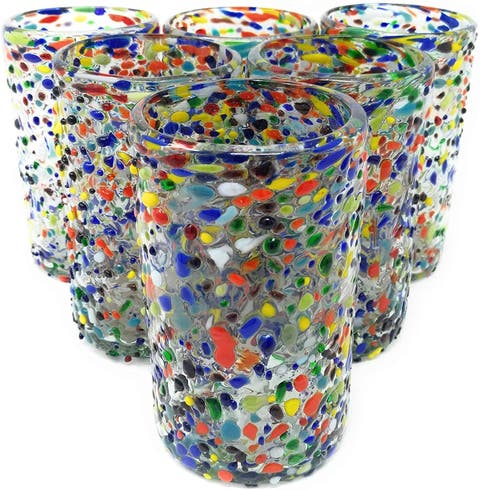 Confetti Rock Design Drinking Glasses - Set of 6