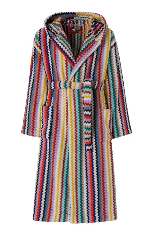 Missoni Home Riverbero Bathrobe In Cotton Terry With Zigzag Pattern In Multicoloured