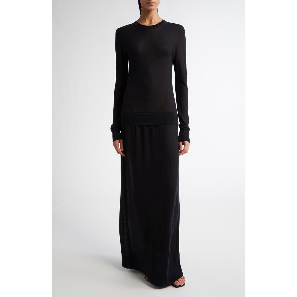 Totême Fine Crewneck Knit Dress In Black