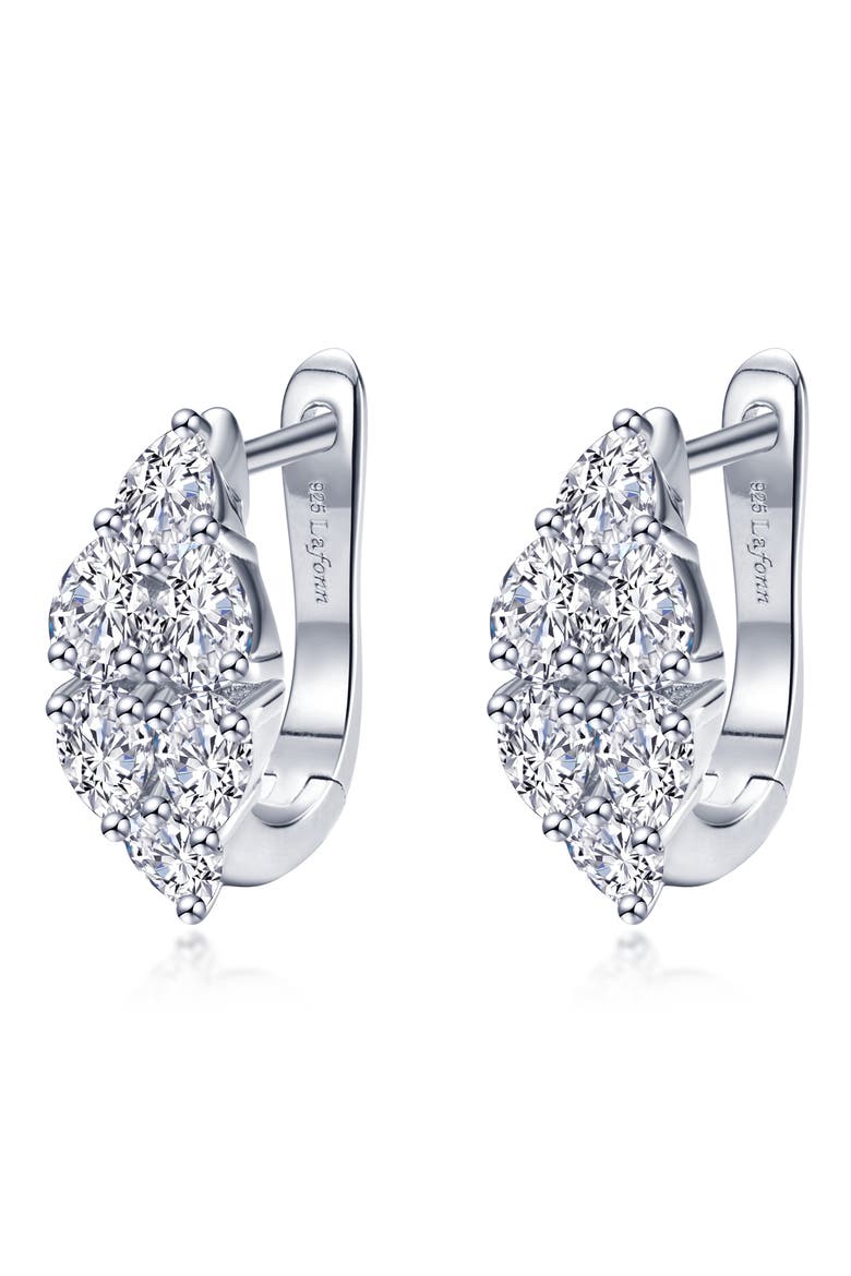 Lab Grown Diamond Cluster Huggie Hoop Earrings, Main, color, SILVER