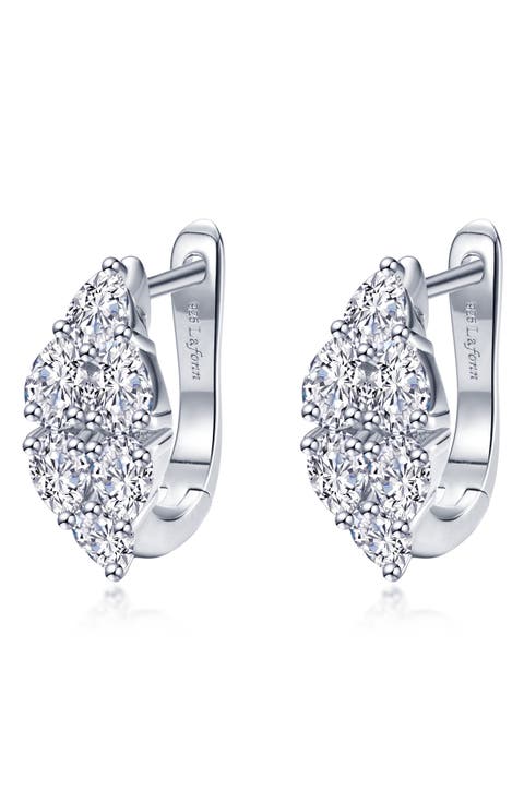 Lab Grown Diamond Cluster Huggie Hoop Earrings