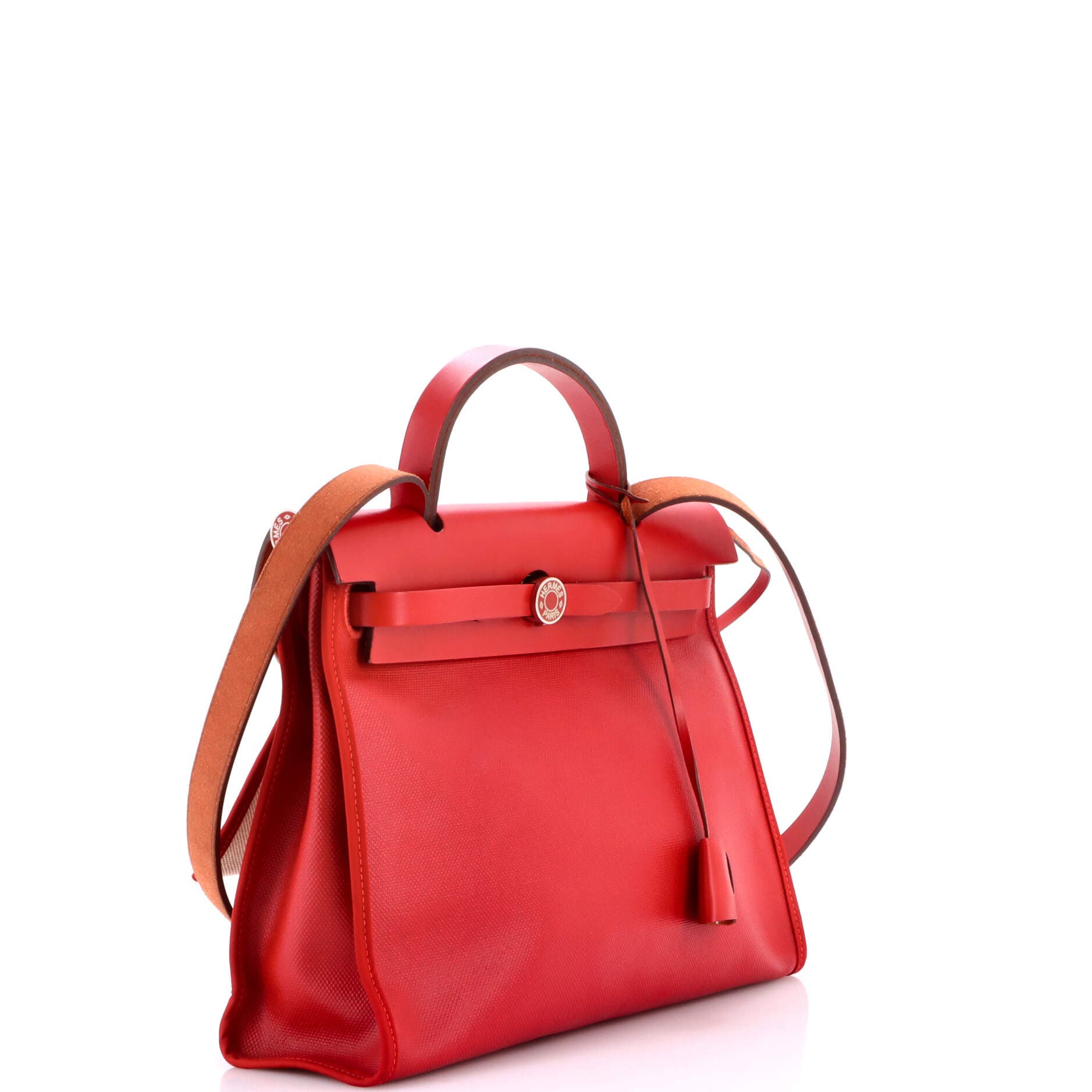 Pre-Owned Hermes Herbag Zip Berline Vache Canvas and Leather 31, Alternate, color, Rouge Piment