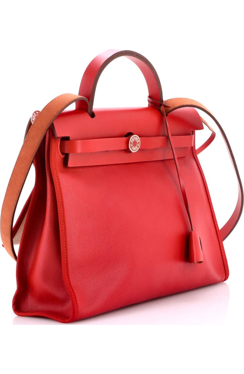 Pre-Owned Hermes Herbag Zip Berline Vache Canvas and Leather 31, Alternate, color, Rouge Piment
