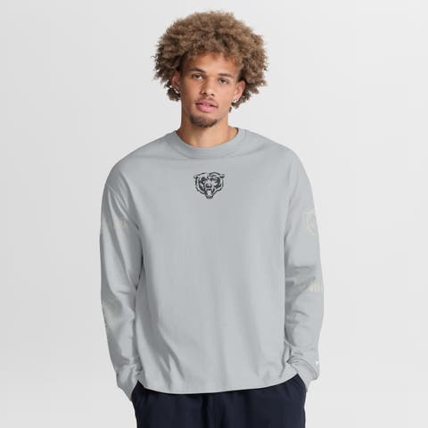 Men's Fanatics Gray Chicago Bears Oversized Type Play Long Sleeve T-Shirt