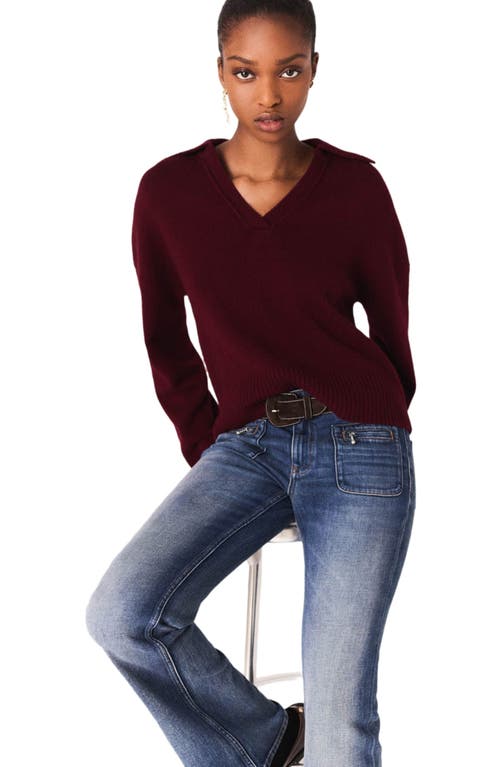 Maje Open Polo Collar Cardigan In Burgundy