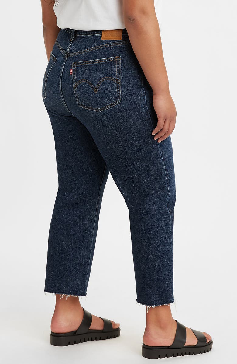 Levi's<sup>®</sup> Wedgie High Waist Raw Hem Straight Leg Jeans, Alternate, color, 