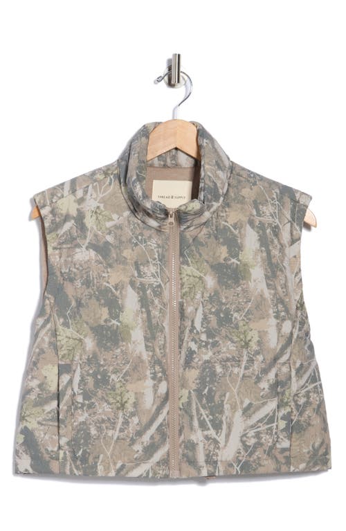 Thread & Supply Camo Crop Puffer Vest In Gray