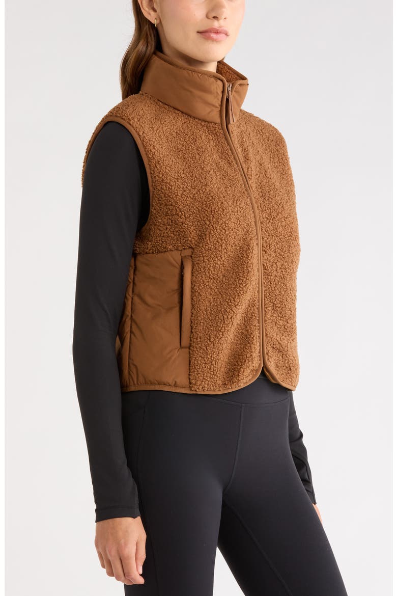 Summit Faux Shearling Hybrid Vest, Alternate, color, BROWN TOFFEE