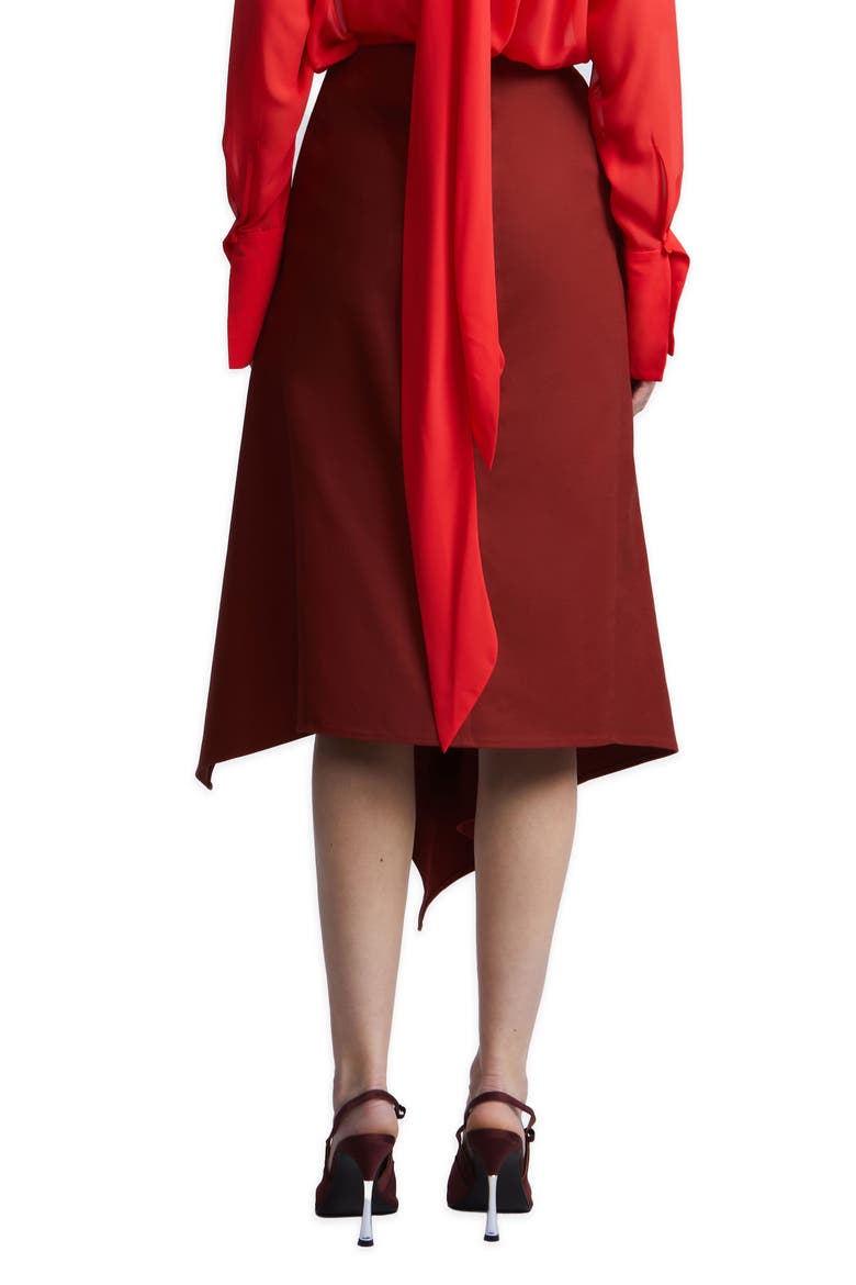 Emma Asymmetrical Cotton Blend Midi Skirt, Alternate, color, RUST