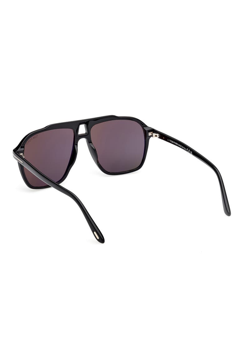 Autari 56mm Navigator Sunglasses, Alternate, color, SHINY BLACK / SMOKE