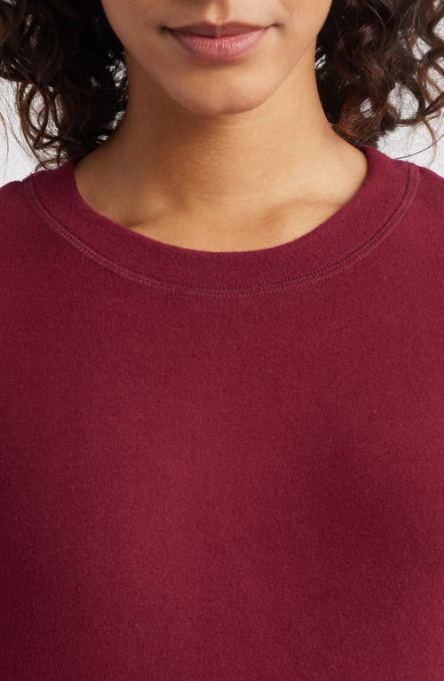 Loveappella Brushed Jersey Crewneck Top In Burgundy
