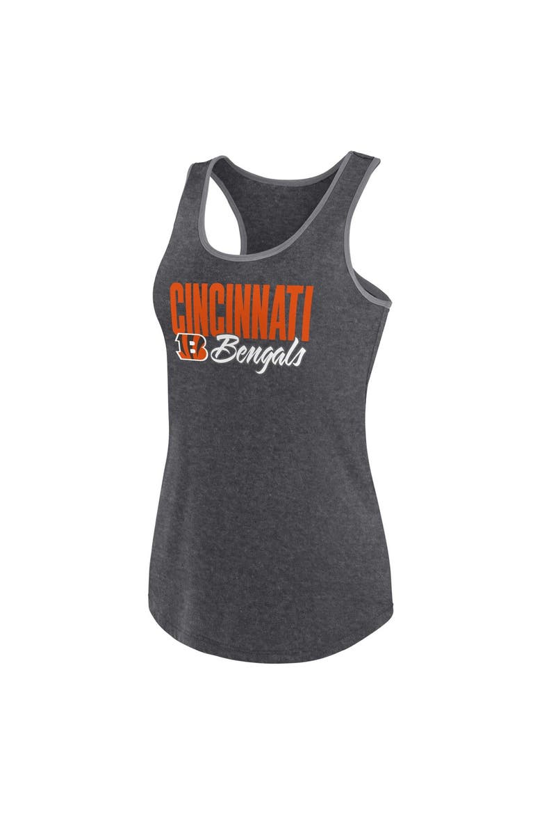 Women's Fanatics Branded Heather Black Cincinnati Bengals Plus Size Fuel Tank Top, Alternate, color, Heather Black