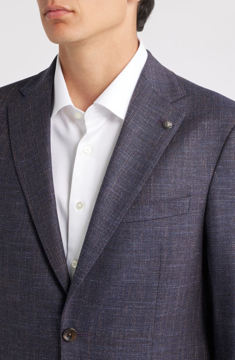 Jack Victor Midland Contemporary Fit Blue Mélange Wool & Silk Blend Sport Coat, Alternate, color, Mid Blue