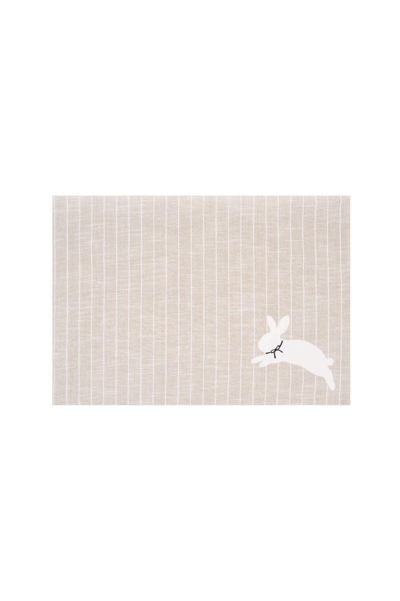 White Bunny Hop Stripe Placemats Set of 6 14" x 20", Alternate, color, Beige