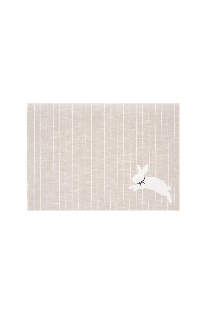 C&F Home White Bunny Hop Stripe Placemats Set of 6, 14" x 20", Alternate, color, Beige