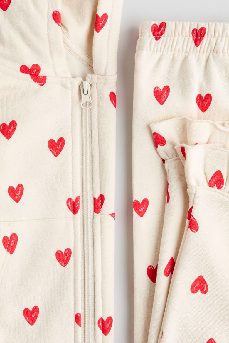 2-piece Printed Sweatshirt Set, Alternate, color, Light beige/hearts
