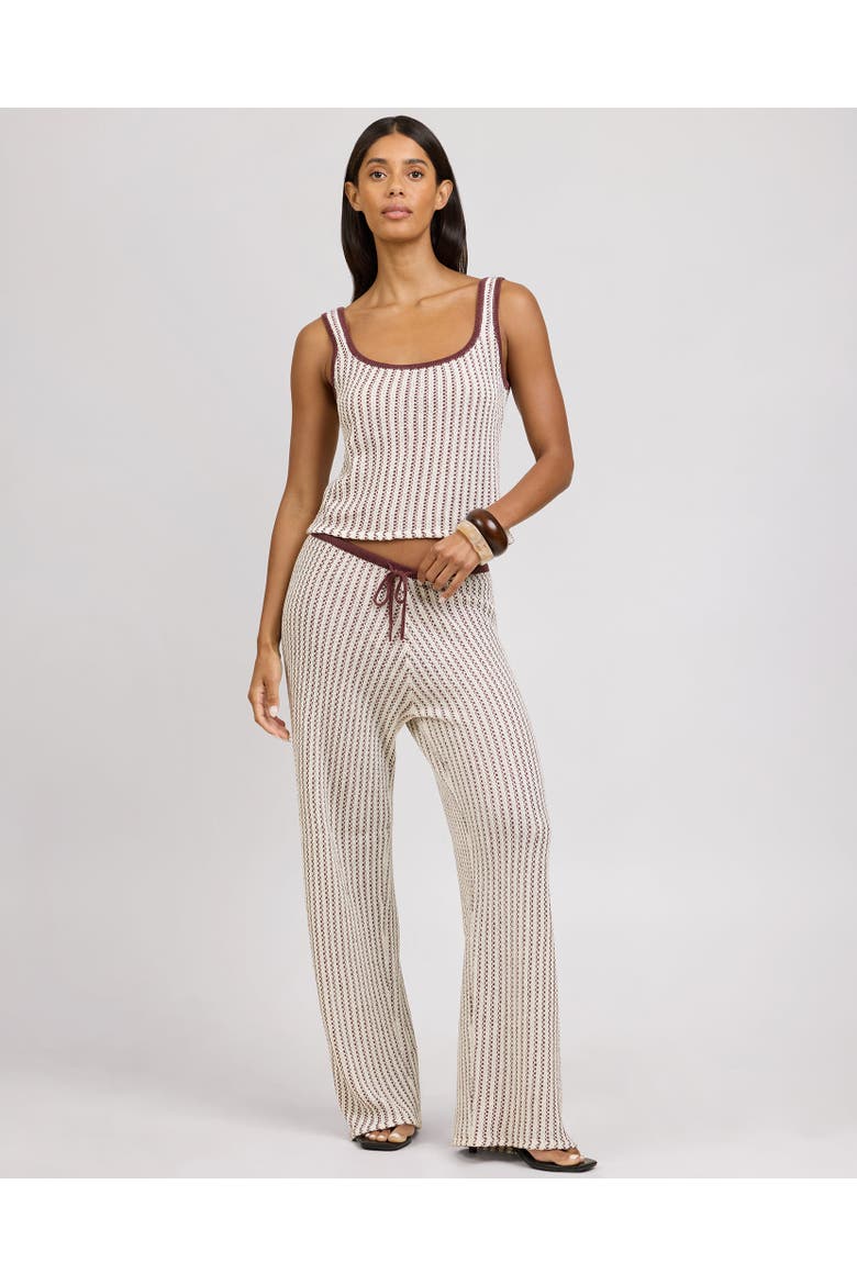 Crochet Knit Drawstring Pant, Main, color, Egret/Cacao