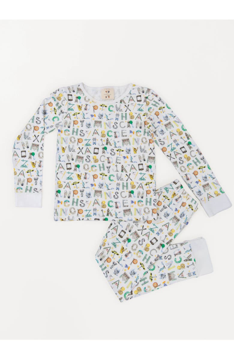 Timo & Violet The Two Piece Pajamas-NYC Alphabet Soup, Main, color, White