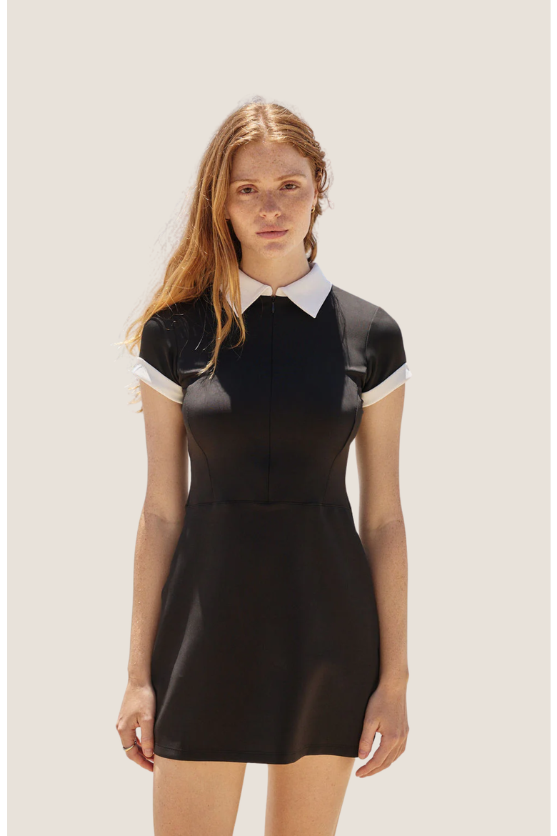 Contrast Collar Dress, Alternate, color, black