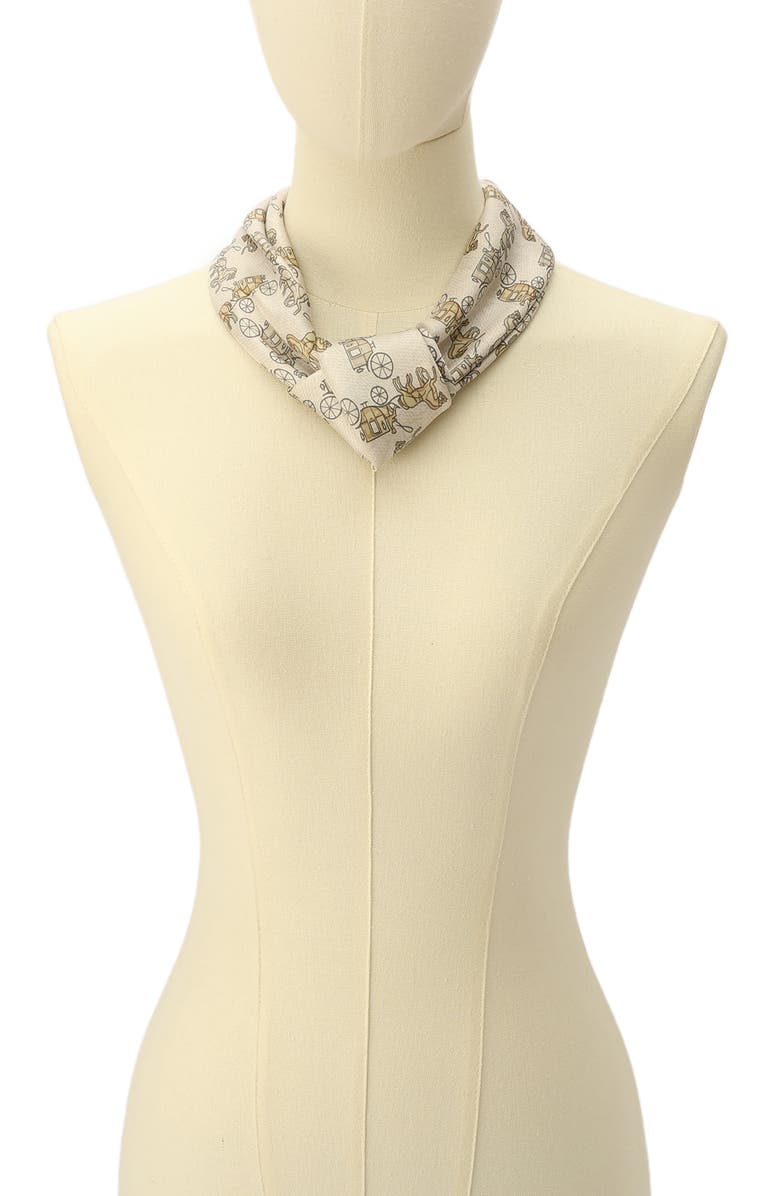 COACH Horse & Carriage Print Silk Square Scarf, Alternate, color, Black