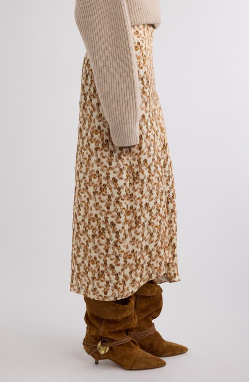 Isabel Marant Lisanne Abstract-print Silk Midi Skirt In Neutral