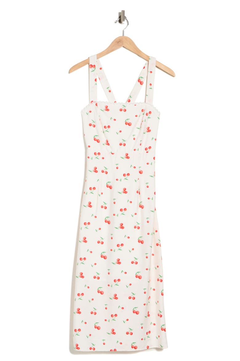 Scallop Trim Midi Dress, Alternate, color, WHITE CHERRY