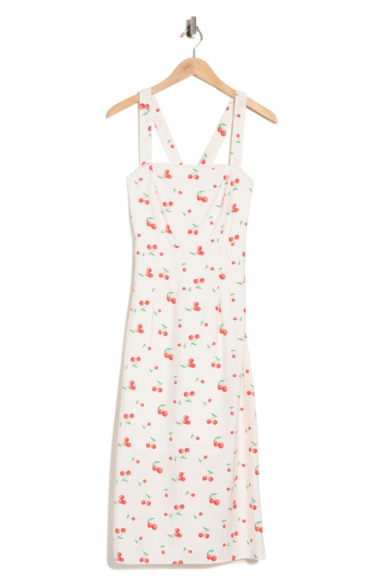 WEST K Scallop Trim Midi Dress, Main, color, White Cherry
