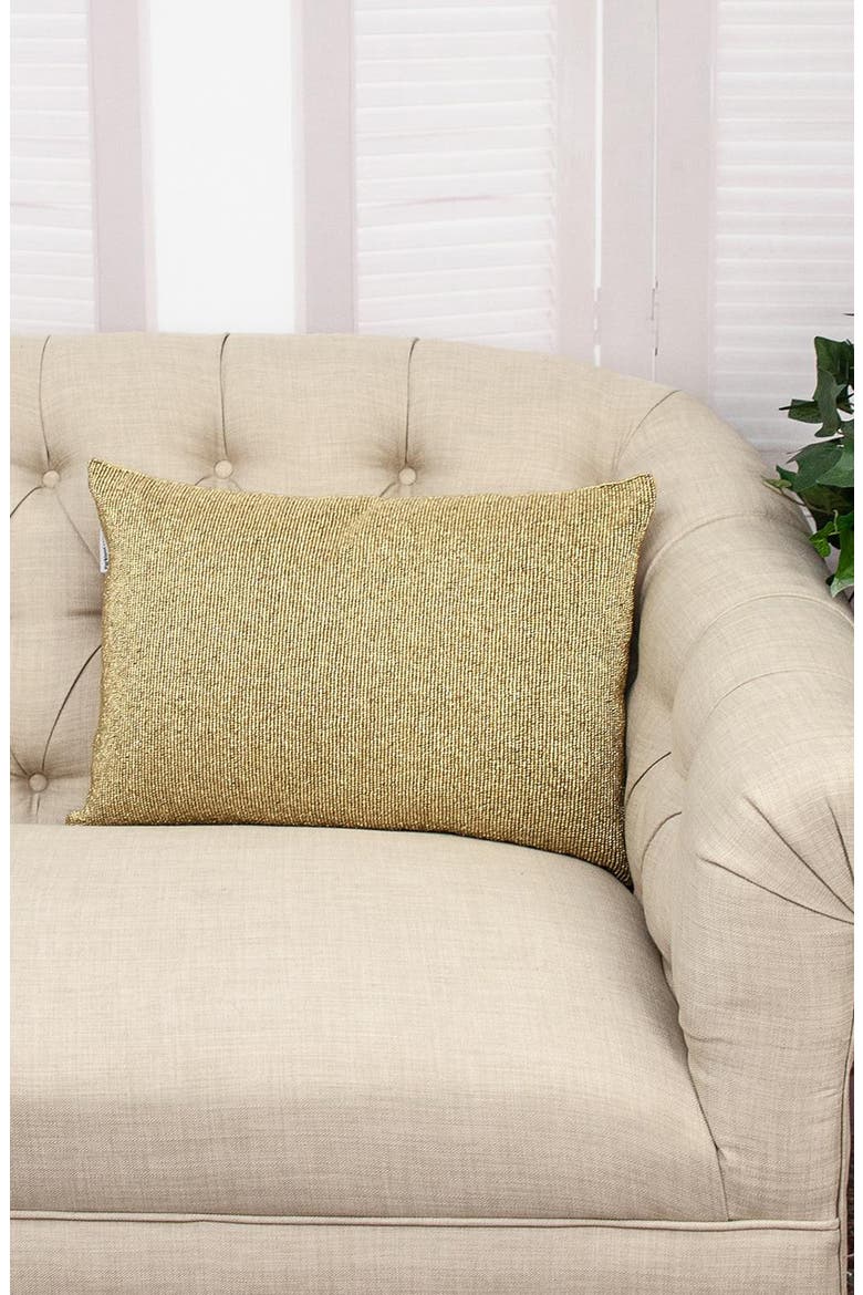 Aster Embelliished Throw Pillow, Alternate, color, GOLD