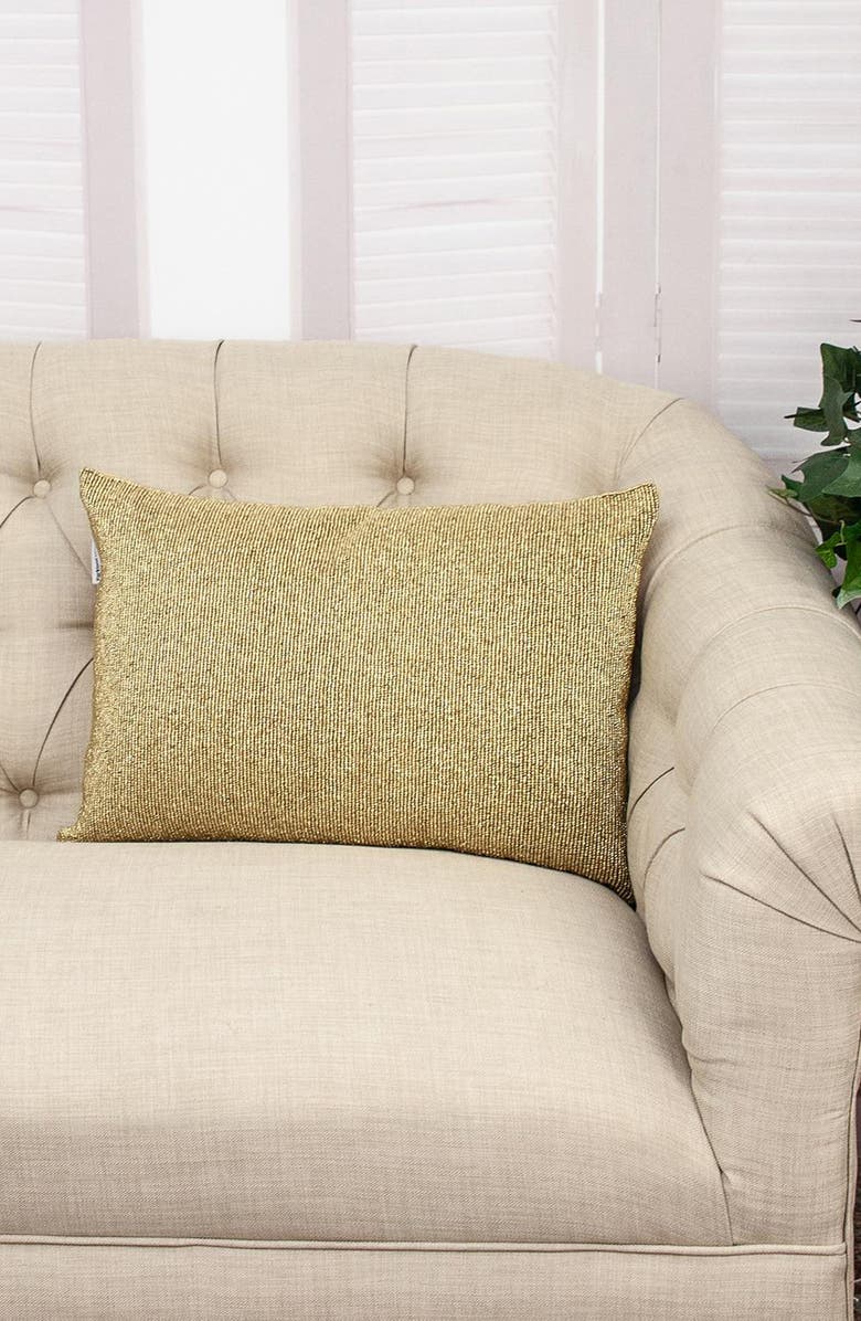 PARKLAND COLLECTION Aster Embelliished Throw Pillow, Alternate, color, Gold