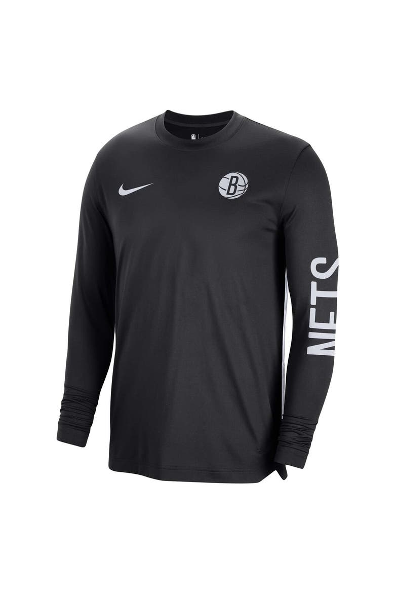 Unisex Nike Black Brooklyn Nets 2023/24 Authentic Pregame Long Sleeve Shooting Shirt, Alternate, color, Black