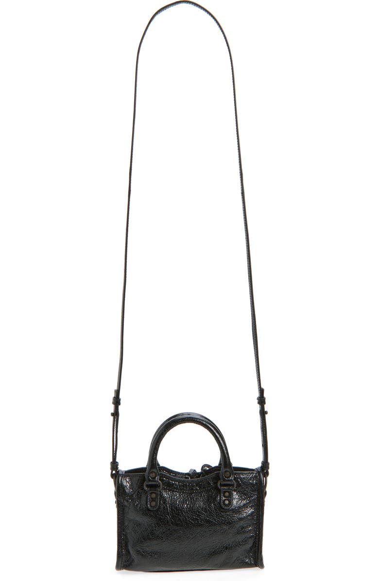 Balenciaga Nano Le City Arena Leather Top Handle Bag, Alternate, color, 1000 Black