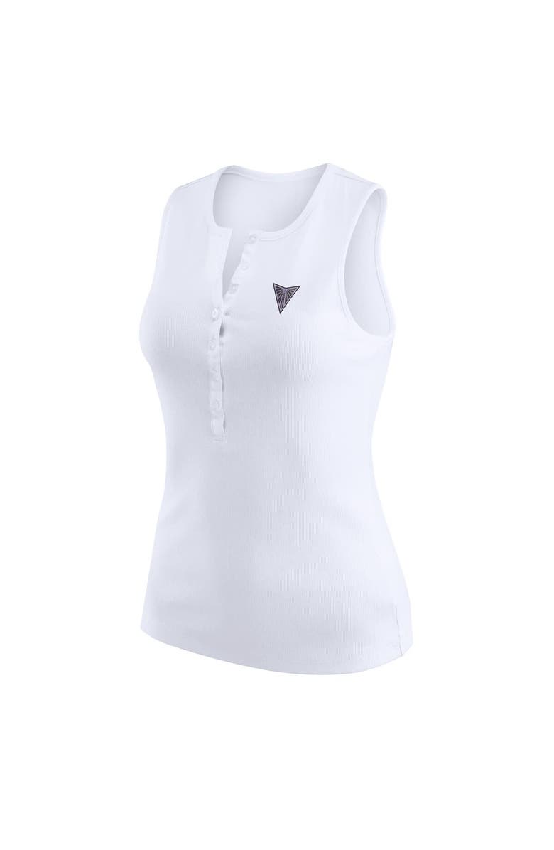 WEAR by Erin Andrews Women's WEAR by Erin Andrews White Golden State Valkyries Rib-Knit Henley Tank Top, Alternate, color, White