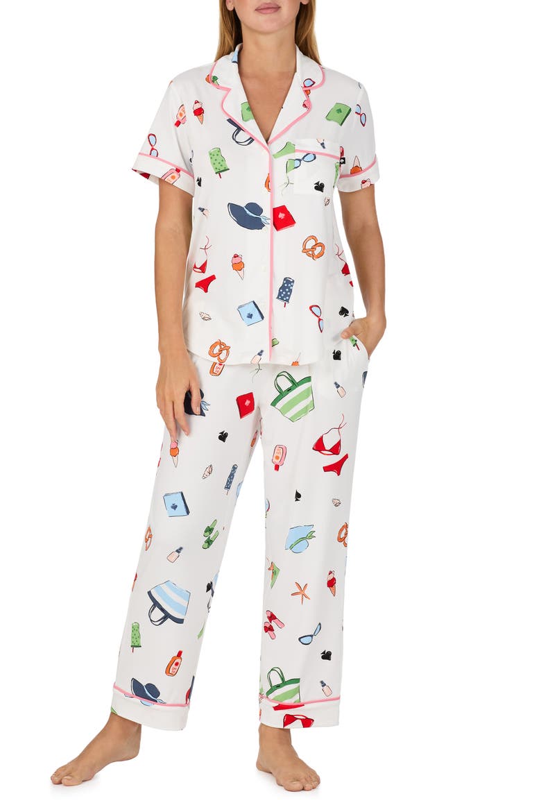 print crop pajamas, Main, color, PINK/ MULTI
