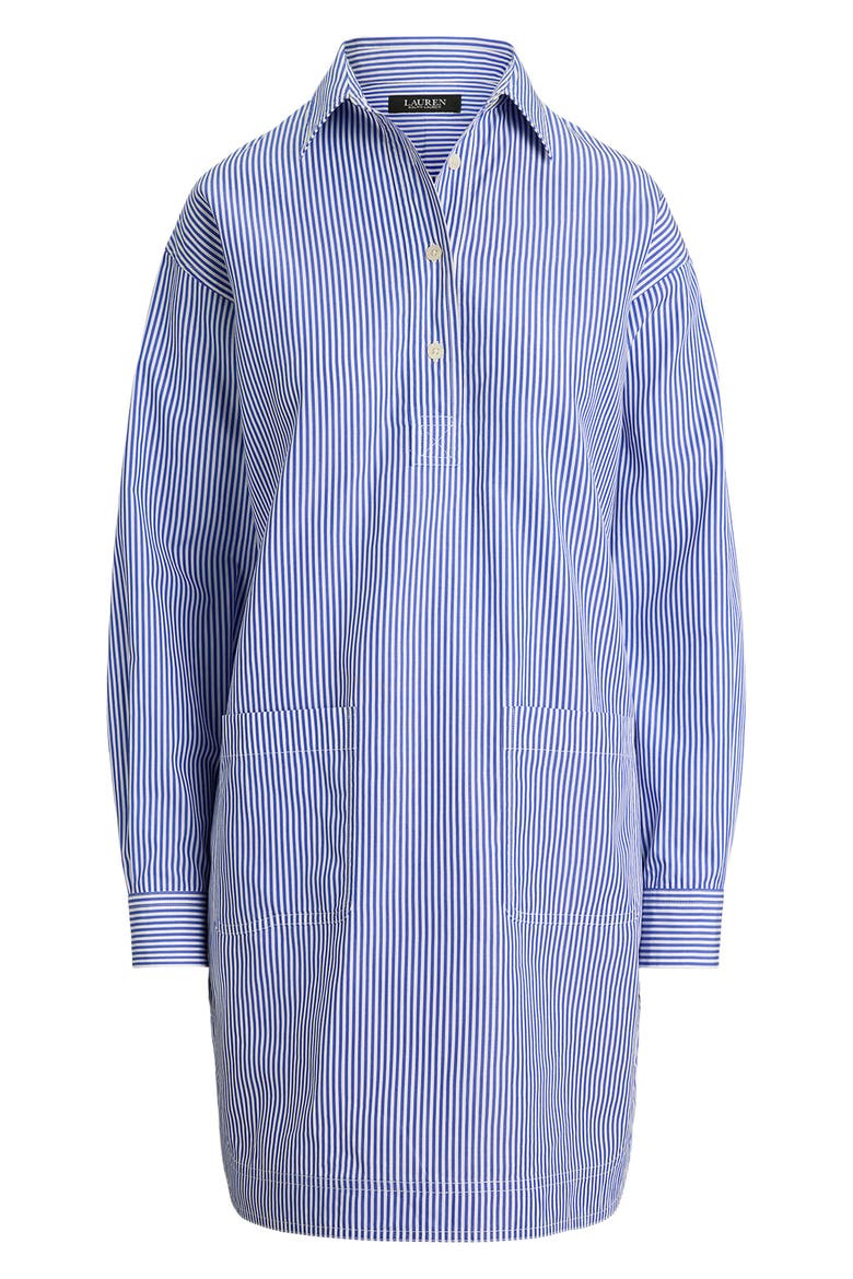 Striped Cotton Broadcloth Shirtdress, Alternate, color, BLUE/ WHITE