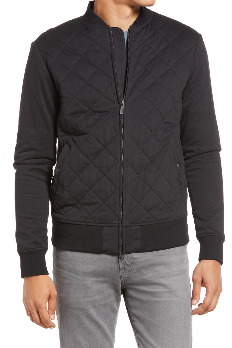 Mayfair Quilted Bomber Jacket, Alternate, color, BLACK
