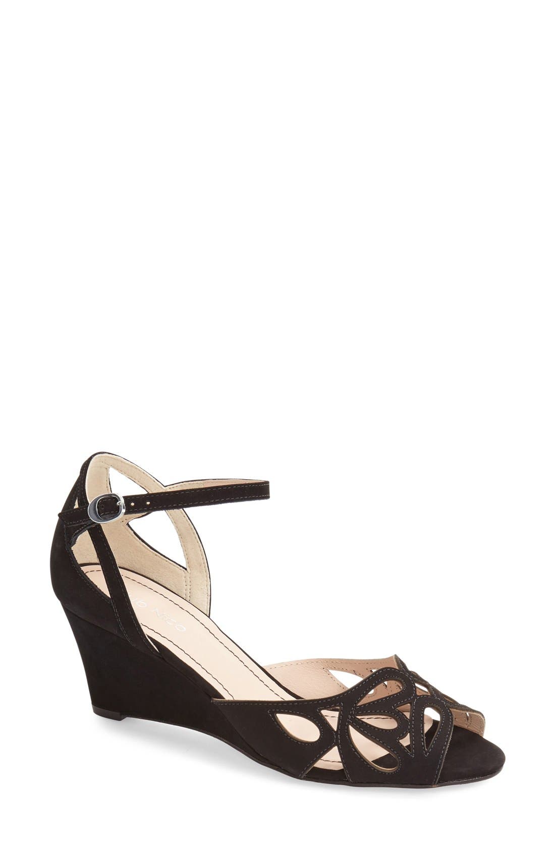 'Kismet' Wedge Sandal, Main, color, BLACK