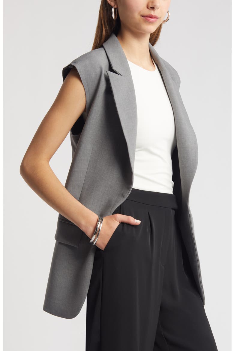 Longline Raw Shoulder Vest, Alternate, color, GREY MOCKINGBIRD HEATHER