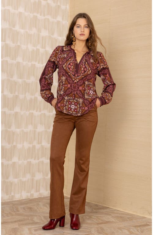Hale Bob Raina Silk Top In Burgundy