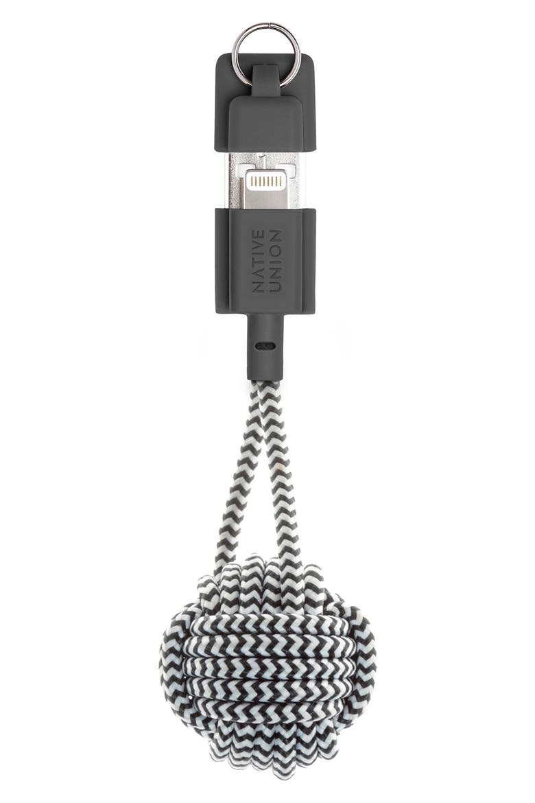 iPhone Charging Key Chain, Main, color, ZEBRA