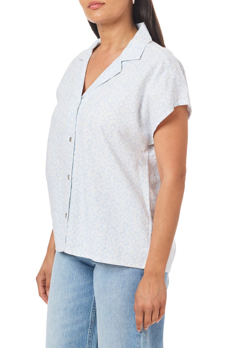C & C California Clarita Linen All Over Print Shirt, Alternate, color, Skyway Shobori Fans