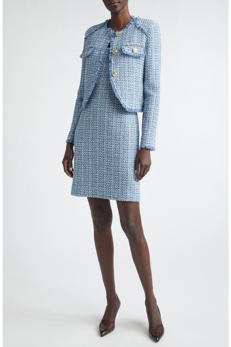 Vilette Tweed Shift Dress, Alternate, color, DENIM BLUE/ MIDNIGHT