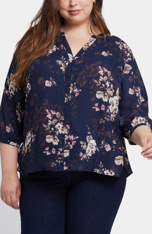 NYDJ Semisheer Pintuck Blouse in Bianca Blooms 