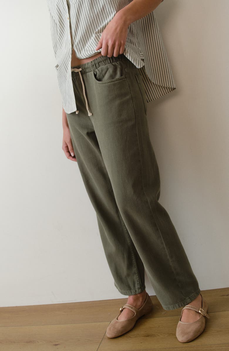 Marine Layer Ella Straight Leg Drawstring Pants, Alternate, color, Olive