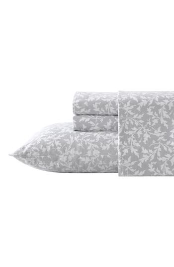 Laura Ashley Crestwood Cotton Flannel King Sheet Set In Grey