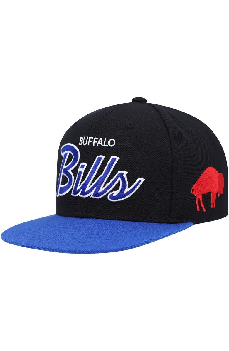 Mitchell & Ness Youth Mitchell & Ness Black/Royal Buffalo Bills Team Script Snapback Hat, Main, color, 