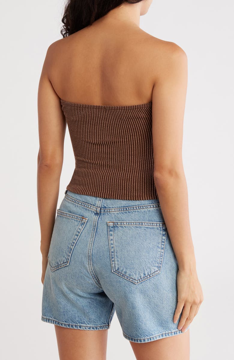 Madden Girl Twist Bust Pucker Rib Tube Top, Alternate, color, Brown