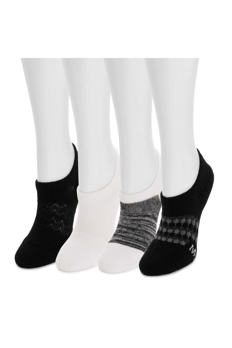 Women's Dream Step No Show Sock Liner, 4 Pair Pack, Alternate, color, Black/White