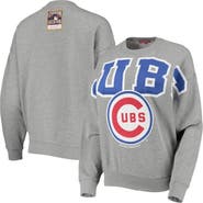 Mitchell & Ness Women's Mitchell & Ness Heathered Gray Chicago Cubs Cooperstown Collection Logo Lightweight Pullover Sweatshirt