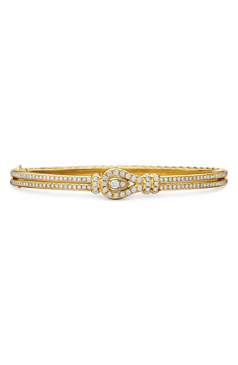 David Yurman Thoroughbred Loop Bracelet in 18K Yellow Gold with Full Pavé Diamonds, Main, color, 